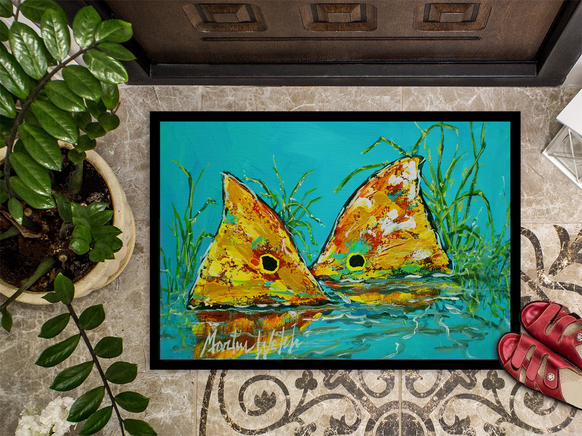 thumbnail image 3 of Side By Side Red Fish Doormat 36 in x 24 in, 3 of 5