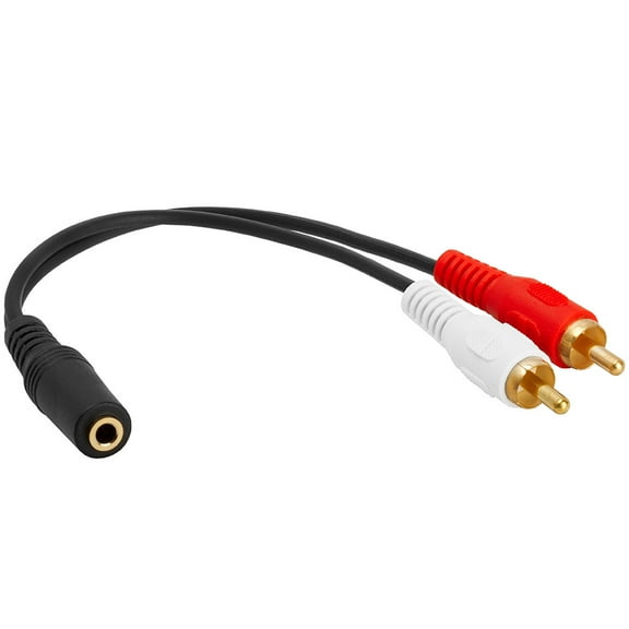 Cmple - 3.5mm Female Jack to 2 RCA Plugs Audio Stereo Adapter 6 inch