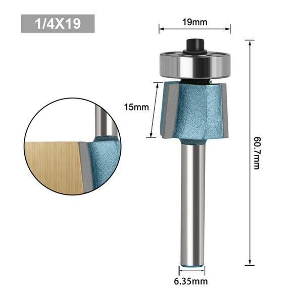 6.35mm Shank 8 Degree Bevel Edging Cutter Three Edge Bevel Edging Cutter