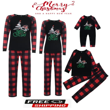 

Christmas Pajamas for Family - Family Christmas PJs Matching Sets Christmas Tree And Christmas Hat Printed Pajamas