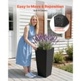 thumbnail image 4 of KFFKFF Set of 2 Tall Planters, 26in Large Tapered Pots for Indoor and Outdoor Plants, Modern Plastic Flower Pots with Wheels, Inner Liner & Drainage System for Patio, Garden, and Porch, Black, 4 of 9