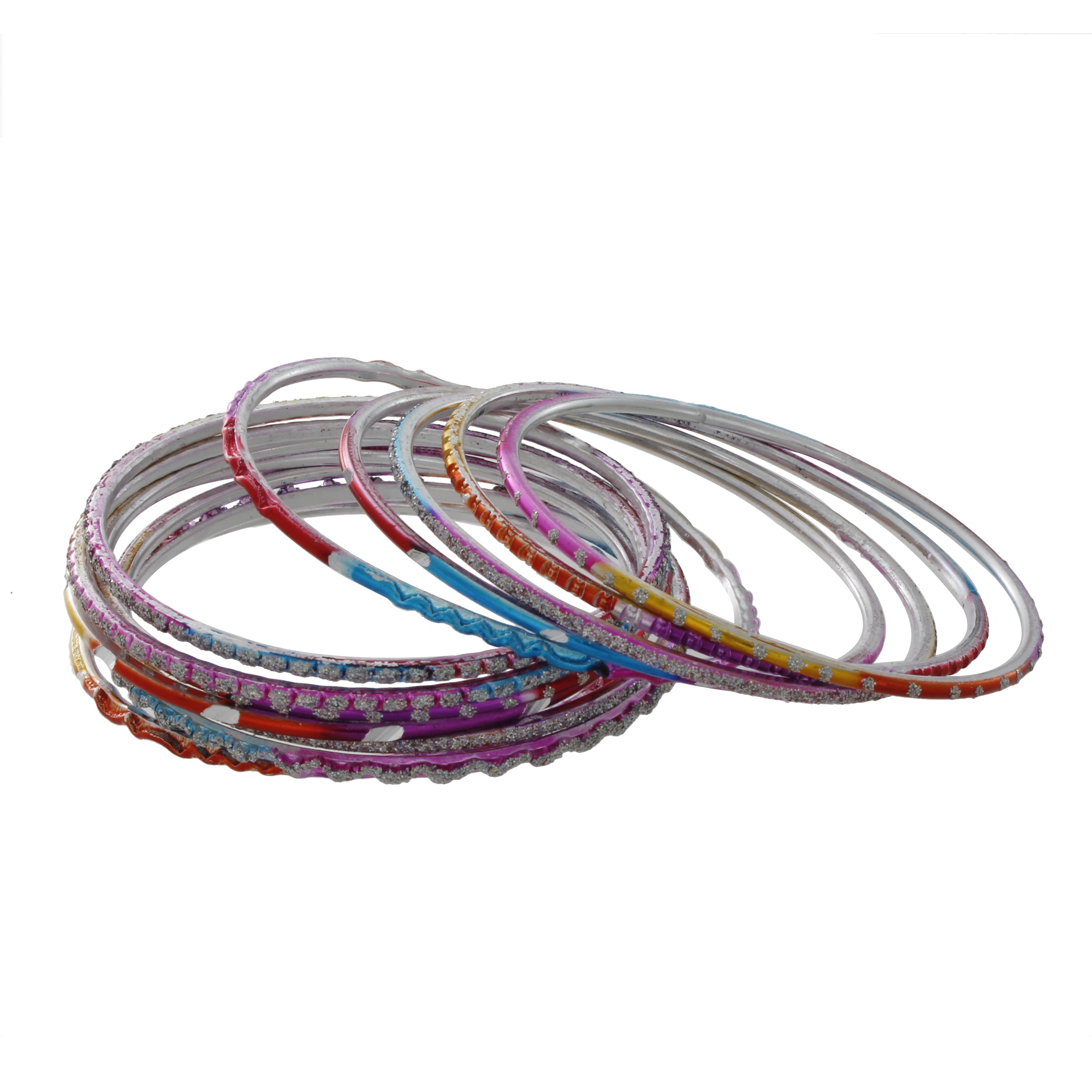 On Sale Set of 8 Multi Colored Plastic Beaded and Metal Expandable Bracelets Fashion Accessory Costume Jewelry