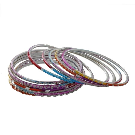 12 Piece Multicolored Bangle Bracelet Set For Children Age 4+