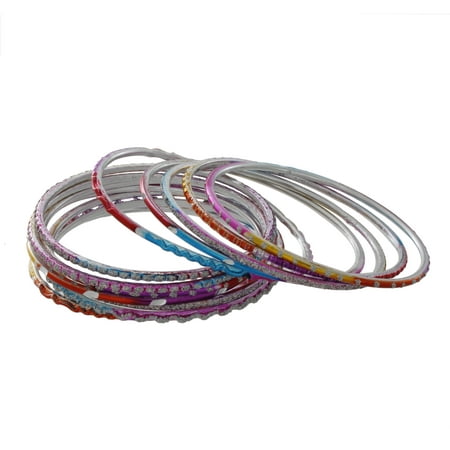 Womens 12 Piece Multicolored Bangle Bracelet Set