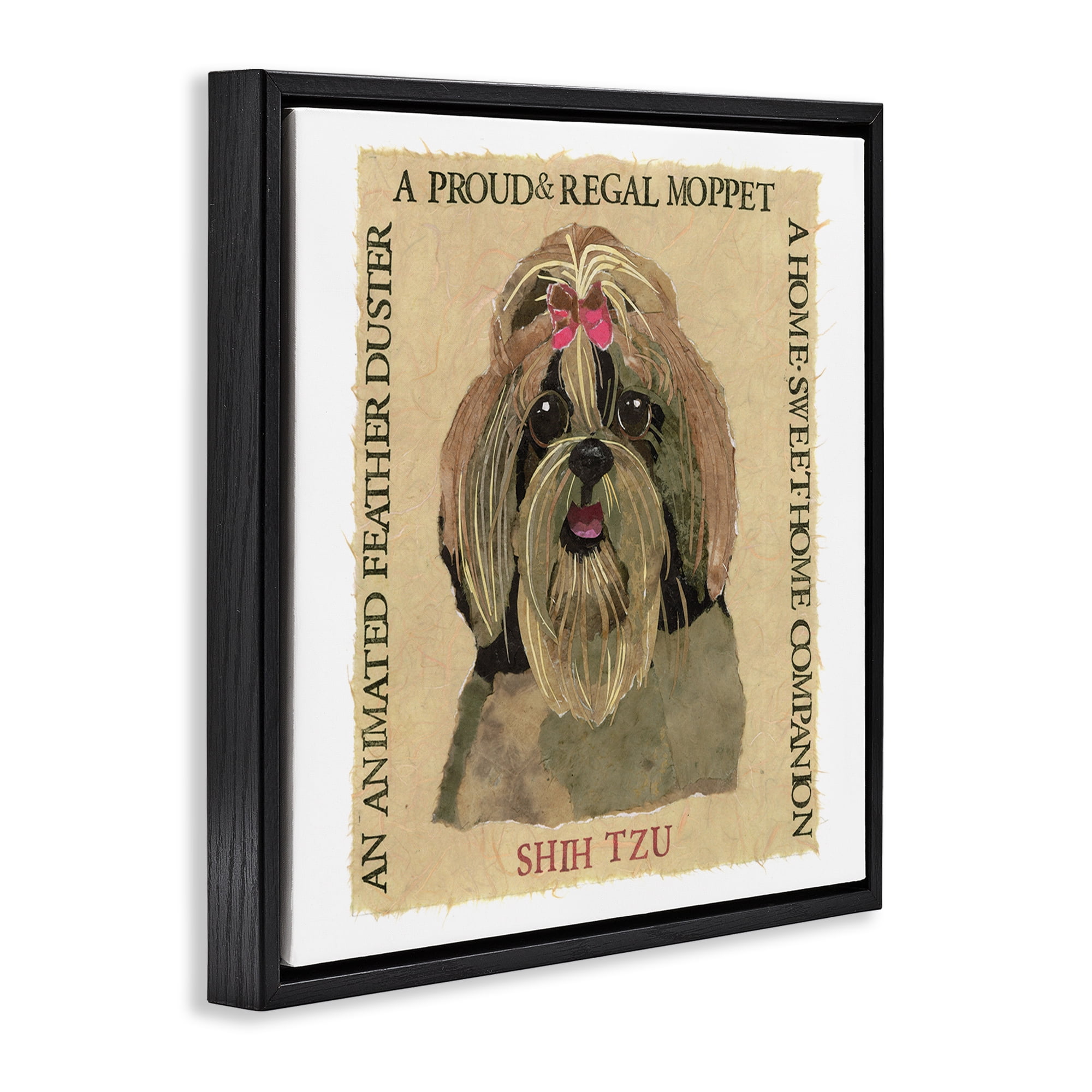 Stupell Industries Fun Shih Tzu Pet Phrases Animals Painting Black Floater Framed Canvas Art Print Wall Art, 25 x 25