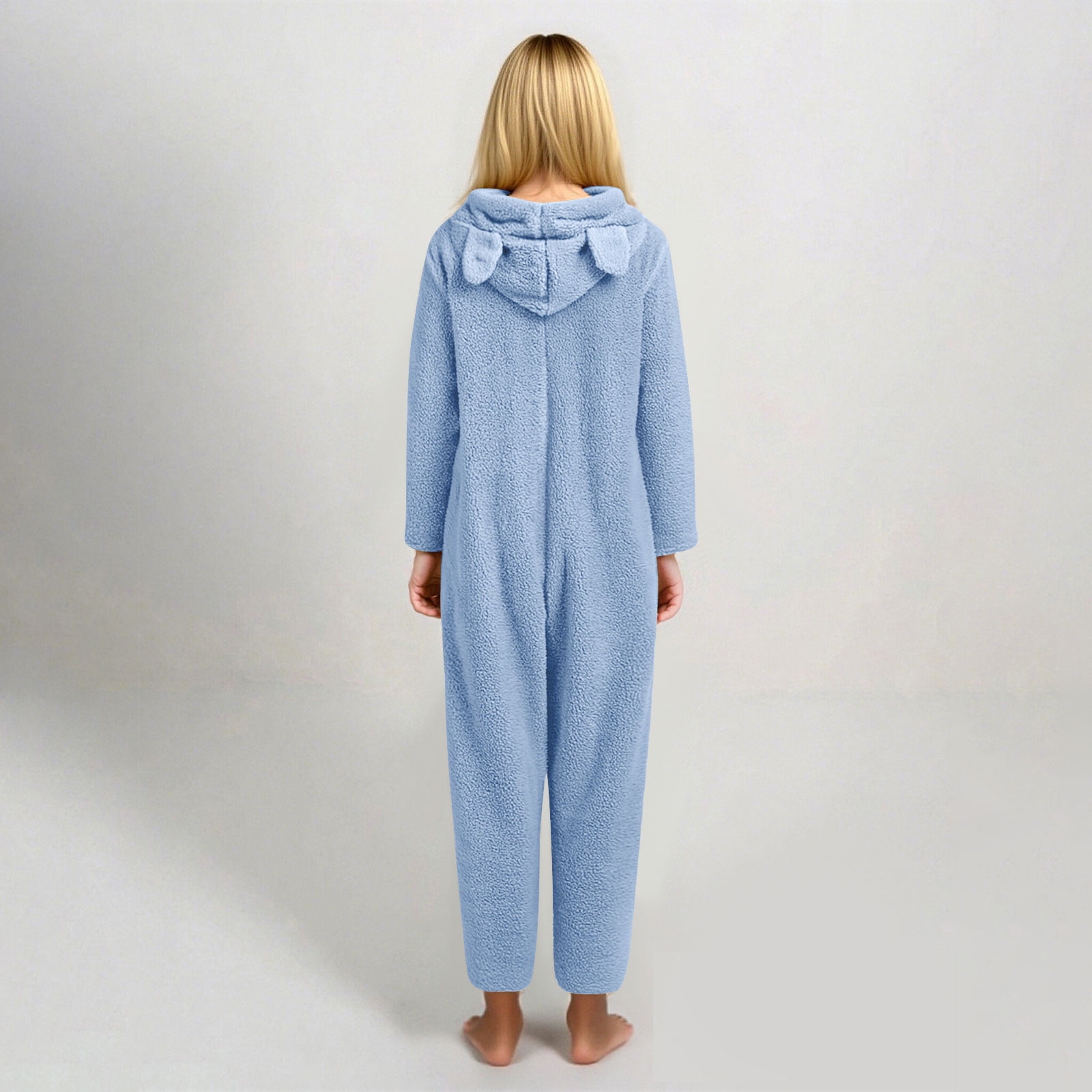 nerohusy Girls Fleece Zip Up Jumpsuits with Eye Mask Built In Kids Cat Ears Hooded Rompers Cozy Fuzzy Cute Animal Onesie Winter Warm Zipper Playsuit Blue,11 Years