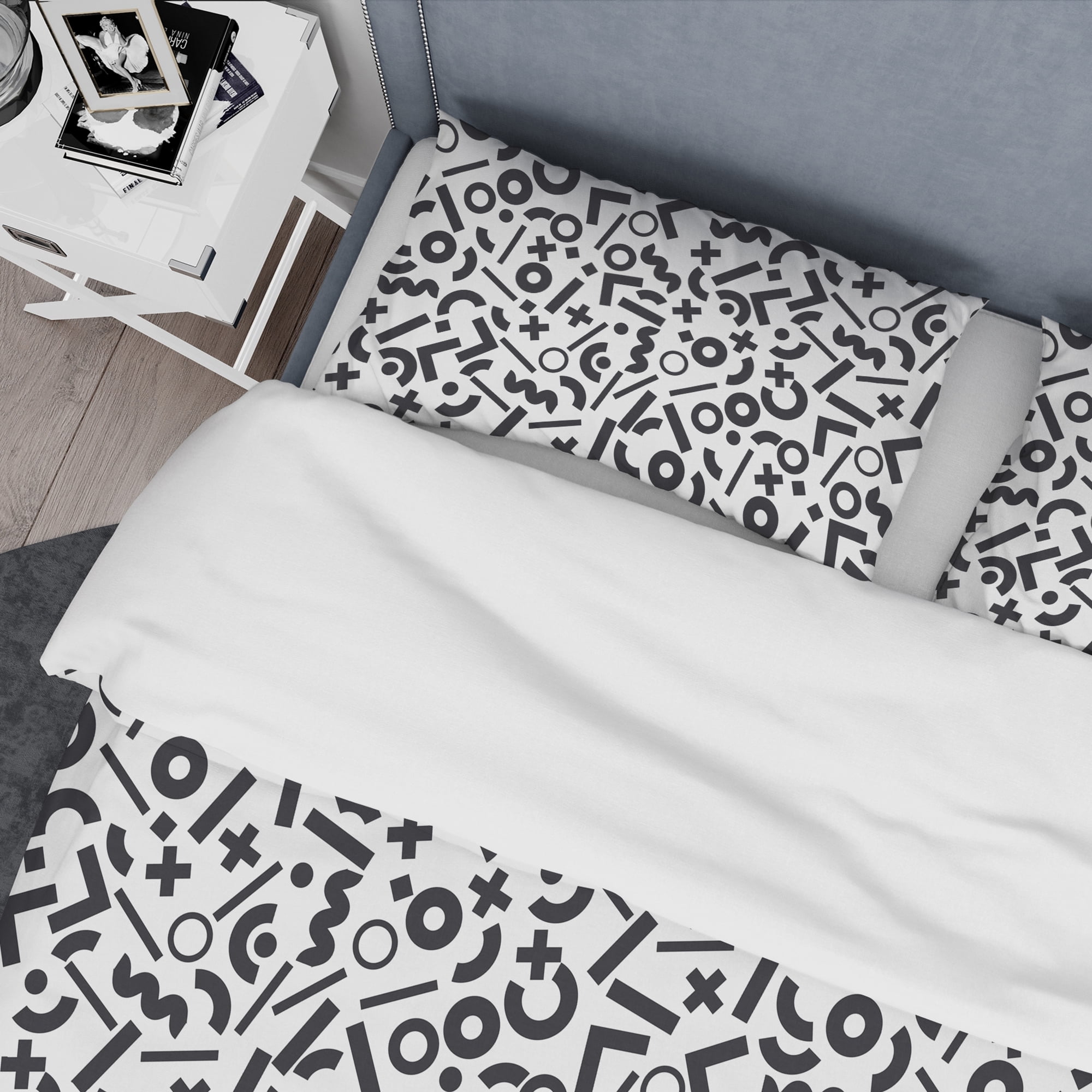 Designart 'Monochrome Geometric Pattern XIII' Mid-Century Modern Duvet Cover Set