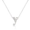 Women's Brass Micro-Pave CZ Initial Y Pendant Necklace