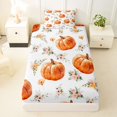 thumbnail image 3 of Feelyou Boho Pumpkin Twin Sheets, Hippie Autumn Floral Bedding, White, 3 Pieces, 1 Flat Sheet, 1 Fitted Sheet and 1 Pillowcase, 3 of 5