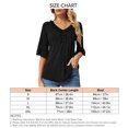 thumbnail image 2 of Camiseta de verano elegante y holgada informal con cuello en V y media manga con ribete de volantes para mujer Negro L, 2 of 2