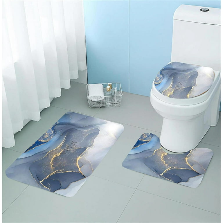 U-Shaped Toilet Bathroom Rugs 3 Piece, Contour Bath Rug Nonslip