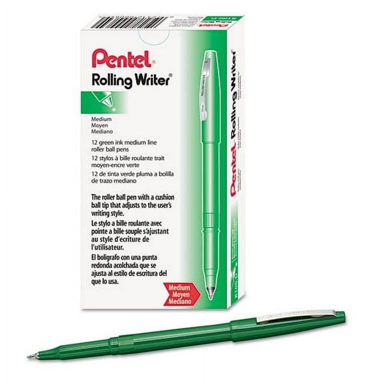 Rolling Writer Roller Ball Pen, Stick, Medium 0.8 mm, Green Ink, Green Barrel, Dozen Rolling Writer Roller Ball Pen, Stick, Medium 0.8 mm, Green Ink, Green Barrel, Dozen