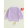 thumbnail image 4 of Suealasg Baby Girl Knit Sweater Long Sleeve Floral Letter Embroidery Chunky Pullover Sweater 3 6 9 12 18 Months Infant Sister Matching Fall Winter Sweater Warm Top, 4 of 7