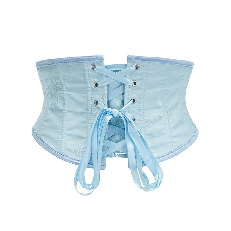 Women's Renaissance Satin waist trainer Corset Floral Embroidery