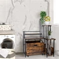thumbnail image 6 of Cat Litter Box Enclosure Furniture with Flower Stand, Indoor Cat House Furniture with Catch Litter, Rustic Brown, 6 of 7