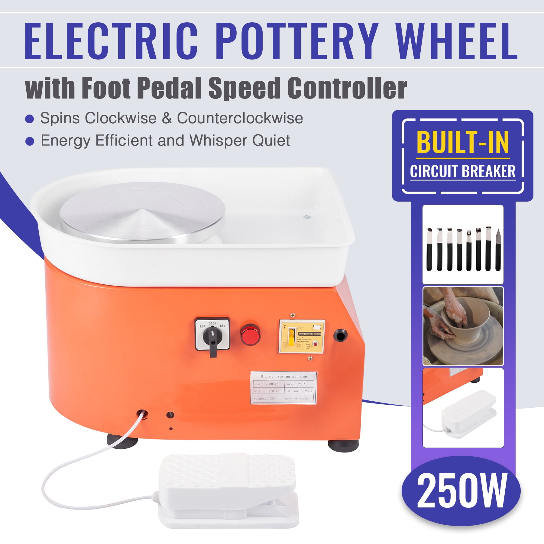 YaeTek 25CM 350W Electric Pottery Wheel Machine Ceramic Work Clay Art Craft 110V US Plug YaeTek 25CM 350W Electric Pottery Wheel Machine Ceramic Work Clay Art Craft 110V US Plug