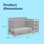 Graco Hadley 5-in-1 Convertible Baby Crib and Changer with Drawer, Pebble Gray