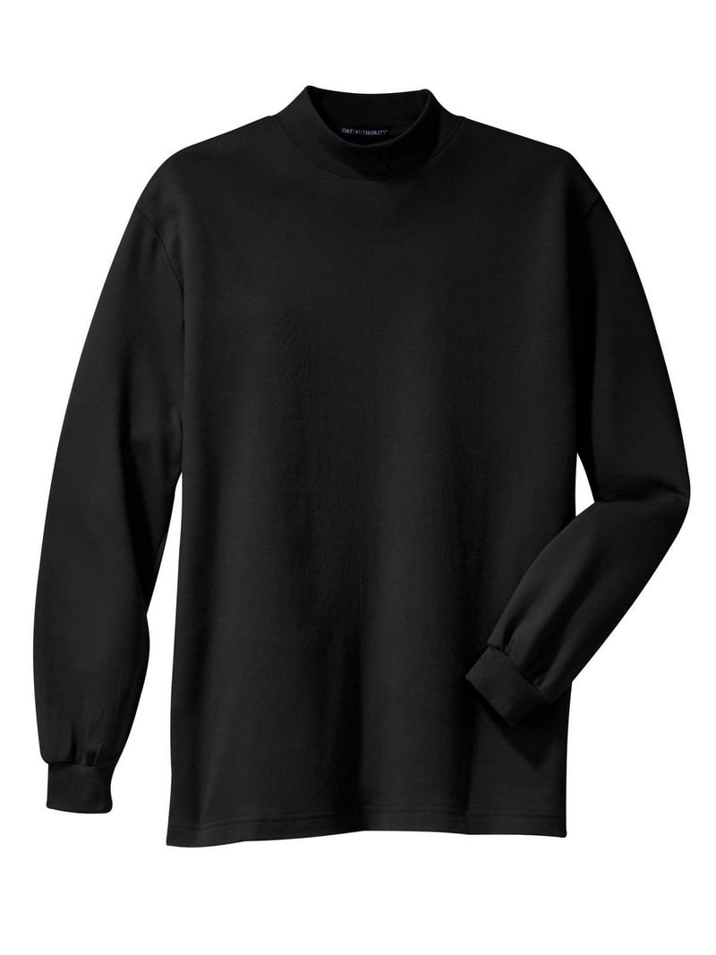 【PORTERNA】May Unbalanced Turtleneck T-shirt Port Authority Interlock Knit Mock Turtleneck-6XL (Black