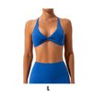 thumbnail image 2 of 1 Set Chinlon Nylon Sports Underwear Solid Set Solid Color Color Replacement Breathable Wire Free Running Jogging Bodybuilding Vest Bra Blue L, 2 of 5