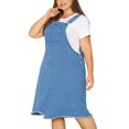 thumbnail image 2 of GRACE & GRANDEUR Robe Salopette pour Femmes Grande Taille Effilochée à Bretelles Ajustables Ourlet Irrégulier Robe en Denim Bleu Pâle 2X, 2 of 5