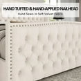 thumbnail image 6 of PLAUIN King Bed Frame with Velvet Upholstered Wingback Headboard, Button Tufted, Cream, 6 of 7