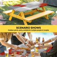 thumbnail image 6 of Red Grey Table Cloths for 3 Foot Rectangle Tables, Abstract Geometric Color Block Oil Painting Patio Waterproof Elastic Fitted Tablecloths, Washable Rectangular Table Cover for Camping, 6 of 8