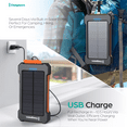 thumbnail image 4 of ChargeWorx Solar Power Bank 10,000mAh, Portable Charger with USB-C & Dual USB-A Outputs, Solar Panel, LED Flashlight, IPX4 Waterproof External Battery Pack for iPhone, Android, Outdoor Travel, 4 of 7