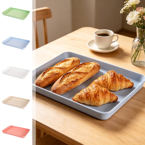 Beige Food Grade Plastic Serving Tray, Reusable Hard Plastic Party Platter, Large Size for Bbq Picnic Home Kitchen, Holiday Host Gift, Topliu