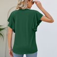 thumbnail image 2 of Lu's Chic Women's V Neck Shirt Ruffle Top Summer Cool Casual Loose Flutter Sleeve Cap Sleeve Tshirt Green Small, 2 of 4