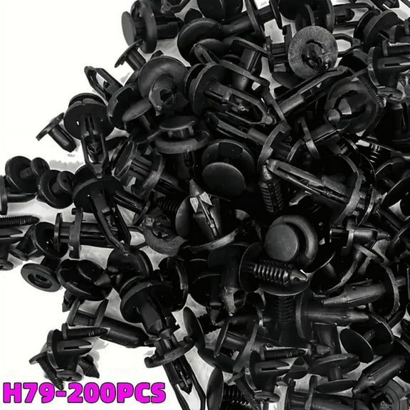 DEXIMRO 200pcs Car Bumper Retention Clips, Nylon Fastener Rivet Replacement Kit, Push-In Screw Bumper Push Rivet Clips with Removal Tool, Suitable for Most Car Models (Black)