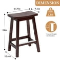 thumbnail image 3 of CL.HPAHKL Counter Height Bar Stools Set of 2, 24 Inch Kitchen Counter Stools Backless Wooden Barstools Solid Wooden Saddle Stools with Footrests for Kitchen Island, Dining Room, Pub, Cafe, Brown, 3 of 10