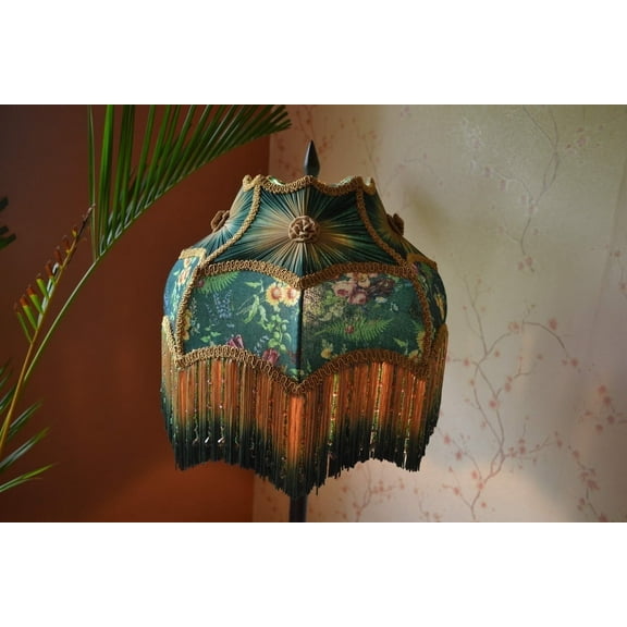 BespokeByNikita Victorian Dome Green Silk & Chiffon Lamp Shade