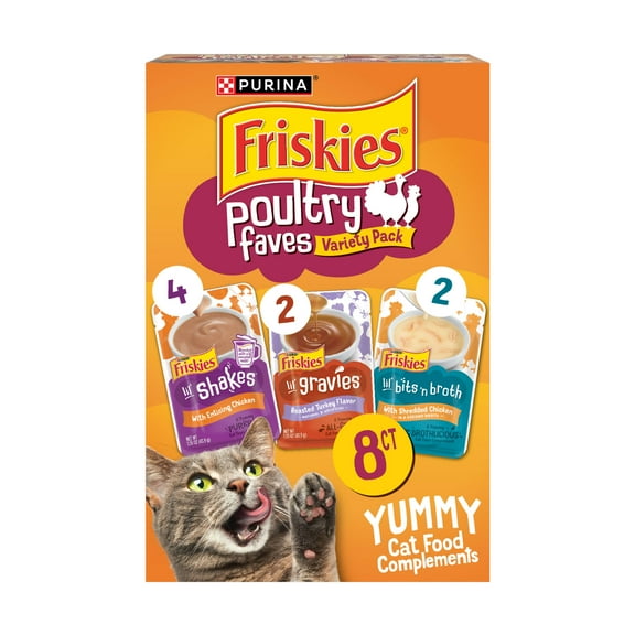 Purina Friskies Poultry Faves Lickable Cat Treats Complements Variety Pack