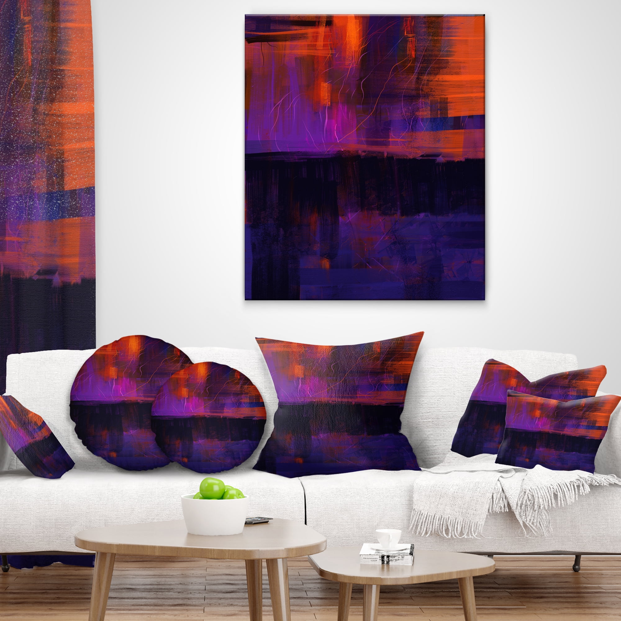 Designart Blue Vs Red Textures - Abstract Throw Pillow - 18x18