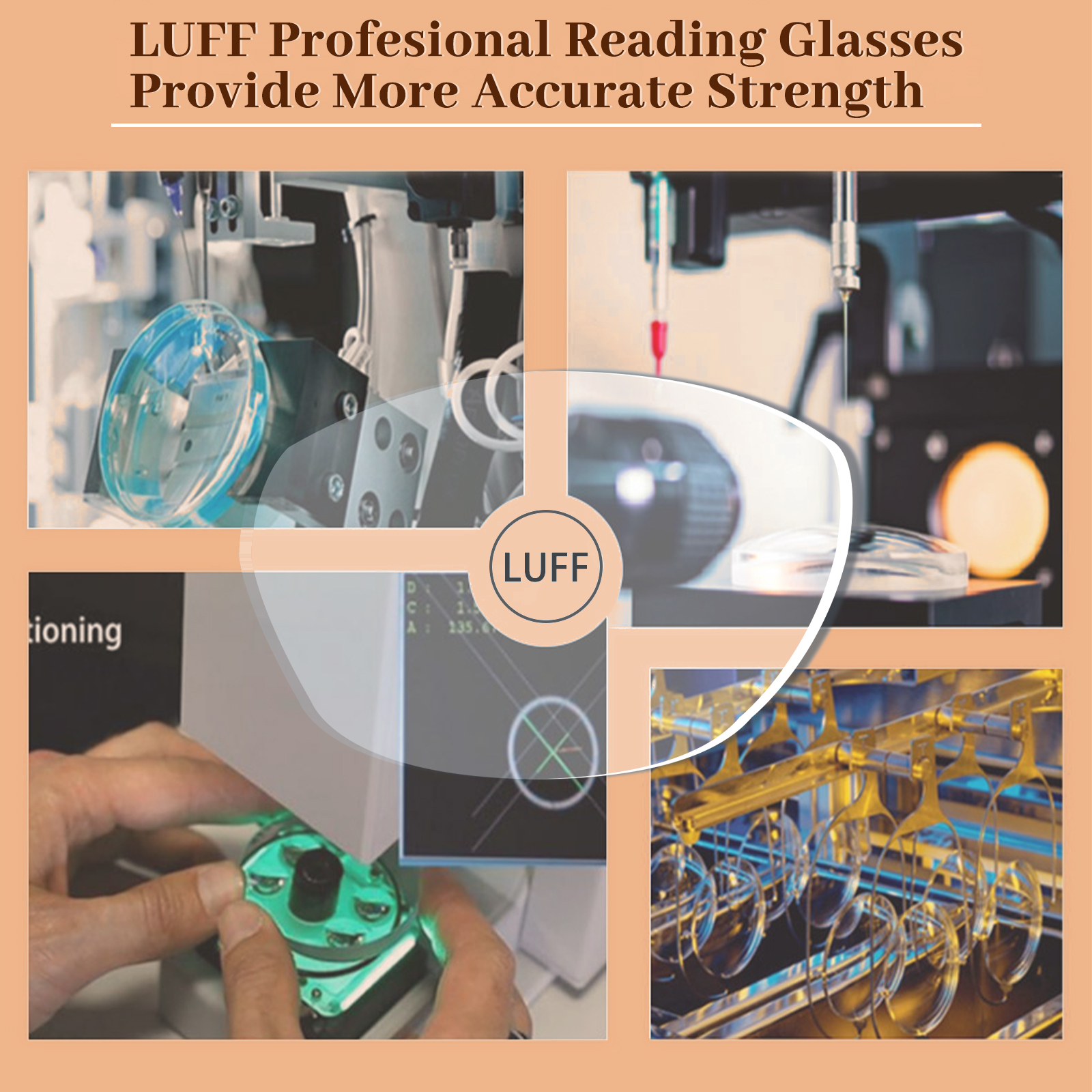 LUFF 4Packs Reading Glasses Fashion Resin Clear Resist Blue Light Computer Eyeglasses Block Round Oversized Optics Presbyopic Durable Spring Hinge Glare Filter,for Women/Men 0.0x
