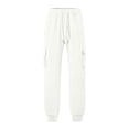 thumbnail image 6 of Admvng Womens Pants Cuffed Hem Drawstring Elastic Waist Casual Full Length Trousers with Pockets, 6 of 8