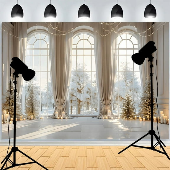 Christmas Day Photography Backdrops Snowman Xmas Eve Fireplace Window Family Party Portrait New Years Studio Background XH-68