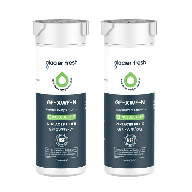 Filtro de agua GLACIER FRESH compatible con GE XWFE, paquete de 2