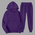 thumbnail image 2 of 2 Piece Matching Lounge Set Fall Winter Sweatsuits Womens Solid Basic Hoodies Sweatshirts Tops Fleece Warm Long Sleeve Blouses Lounge Warm High Waisted Sweatpants Drawstring Elastic Waist Pants, 2 of 7