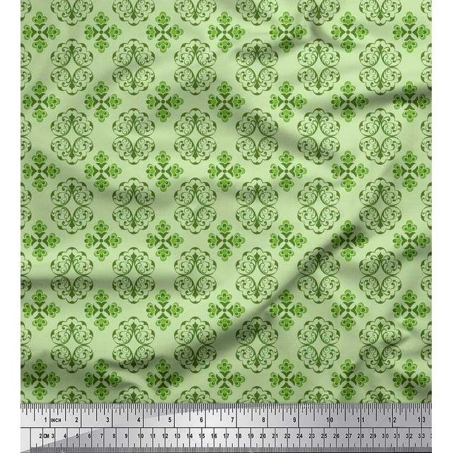 Soimoi Tissu en Voile de Coton Imprimé Damas Filigrane pour Couture, Largeur 42 Pouces