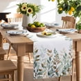thumbnail image 2 of Table Runner 72 Inches Long for Kitchen Dining, Green Brown Botanical Dresser Scarf Farmhouse, Dining Table Decorations for Wedding/Parties, Farmhouse Eucalyptus Leaves 13 x 72 In, 2 of 9