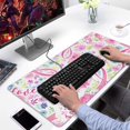 thumbnail image 2 of Long Mouse Pads for Desk,Pink Breast Cancer and Pioneer Flower Desk Mats on Top Of Desks, Desk Mouse Pad Extra Large with 3mm Non-Slip Base and Stitched Edge for Gaming,Office,Work,Home 31.5x15.7in, 2 of 5
