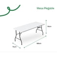thumbnail image 3 of Mesa Plegable Tipo Portafolio 180 cm | Estructura de Acero Reforzado y Superficie HDPE | Ideal para Eventos, Jardín y Catering - Color Blanco, 3 of 6
