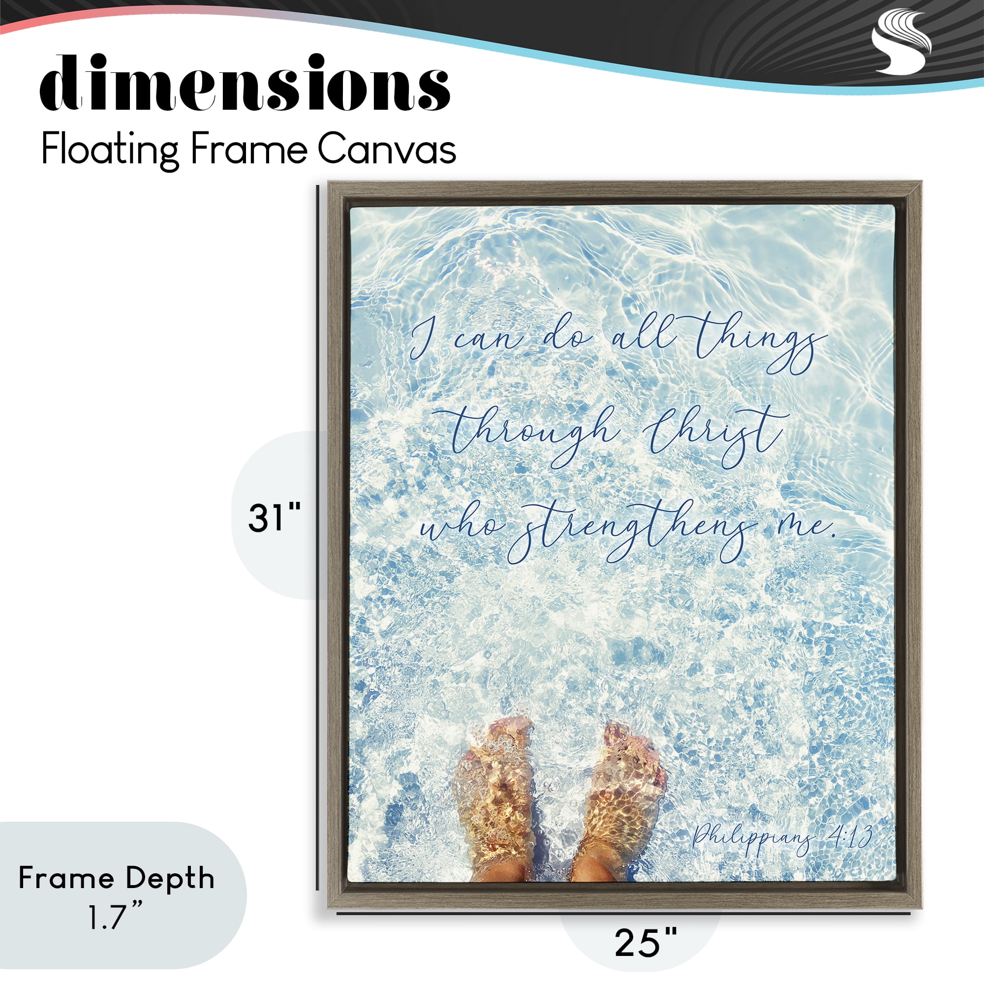 Stupell Industries I Can Do All Things Brown Framed Floater Canvas Wall Art, design by Sarah Jane
