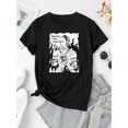 thumbnail image 2 of Camiseta de Mujer de Verano BásicaWomen's Trendy Graphic Tee - Black Short Sleeve with "Bigfoot Strikes Again" Print, Casual & Comfortable Summer Top, Polyester Blend, Machine Washable, Casual Summe, 2 of 7