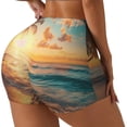 thumbnail image 1 of Fotbe Tropical Sunset Beach Scene Shorts Sin Costuras – Shorts Deportivos de Cintura Alta para Mujer, Elásticos para Gimnasio, Yoga, Running o Ciclismo-XX-Large, 1 of 8