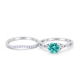 thumbnail image 3 of Celtic Round Band Set Ring Paraiba Tourmaline CZ 925 Sterling Silver Size 8, 3 of 4