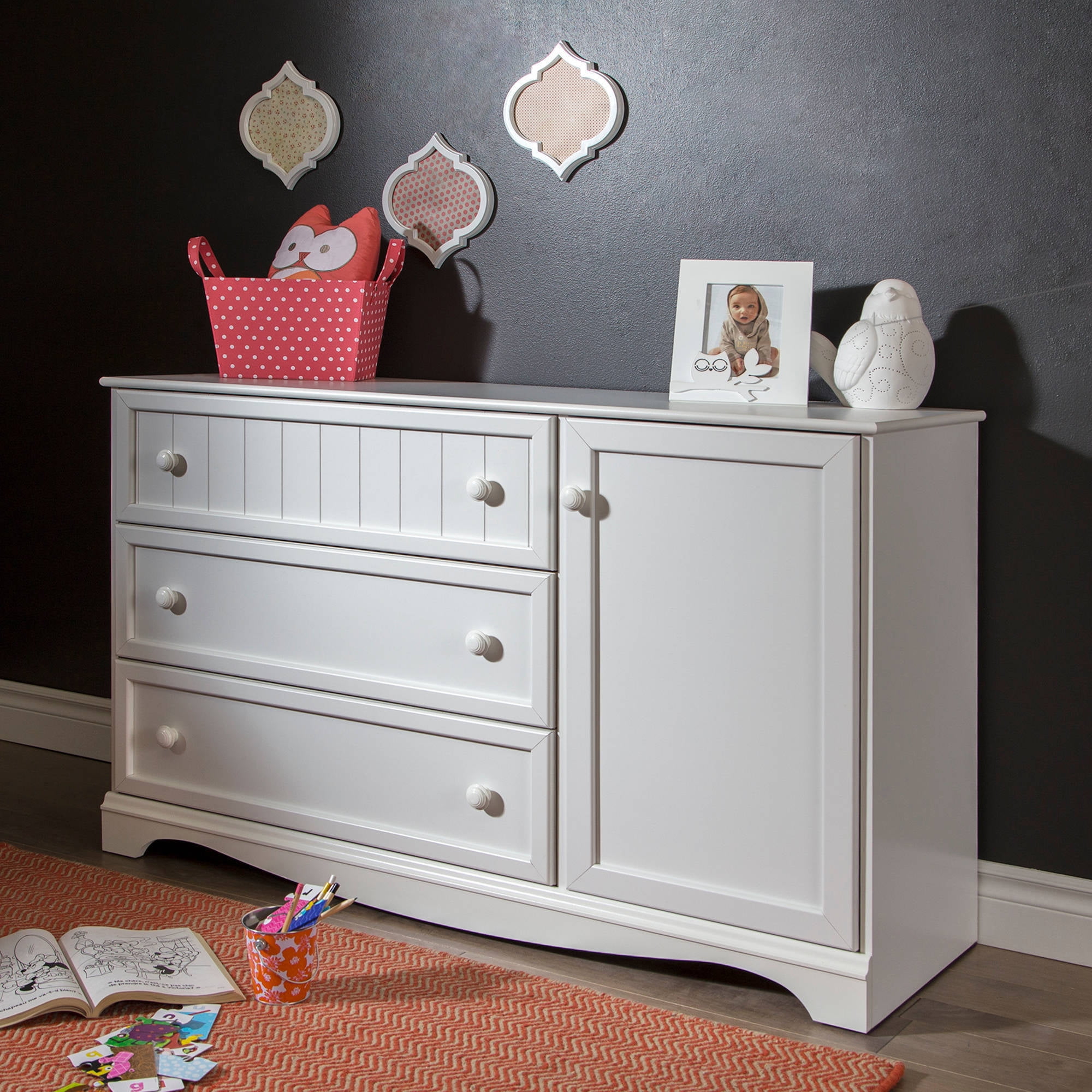 South Shore Savannah 3 Drawer Dresser With Door Multiple Finishes