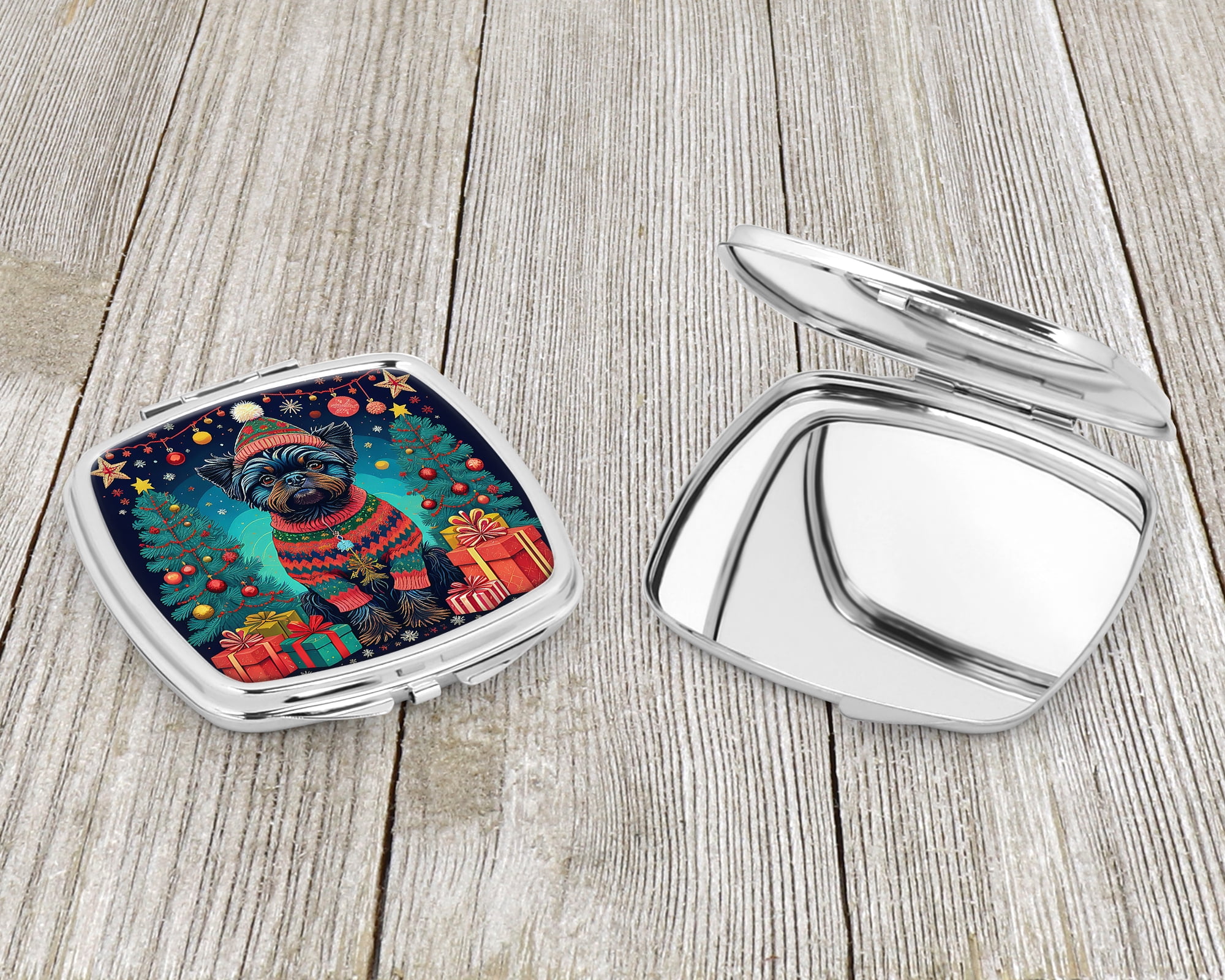 Affenpinscher Christmas Compact Mirror 2.75 in x 3 in