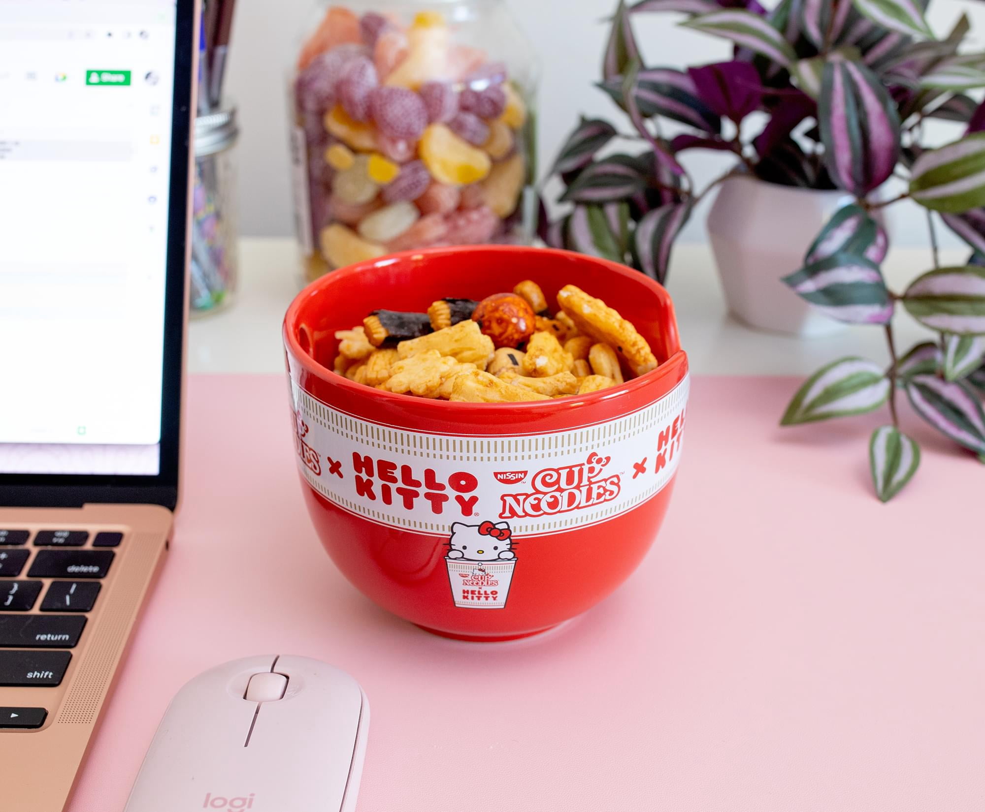 Sanrio Hello Kitty x Nissin Cup Noodles Red Ceramic Ramen Bowl and Chopstick Set